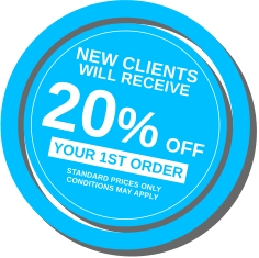 NEW CLIENTS will receive 20% OFF your 1st order Standard Prices Only Conditions may apply