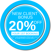 NEW CLIENT  BONUS 20% OFF your 1st booking off our standard price list only & conditions could apply